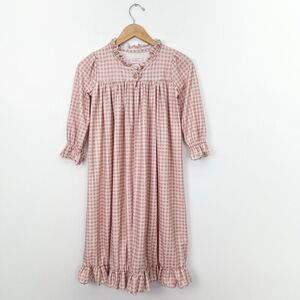 SweetHoney Single Button Ruffle Collar Hem Cuff Neutral Gingham Robe
